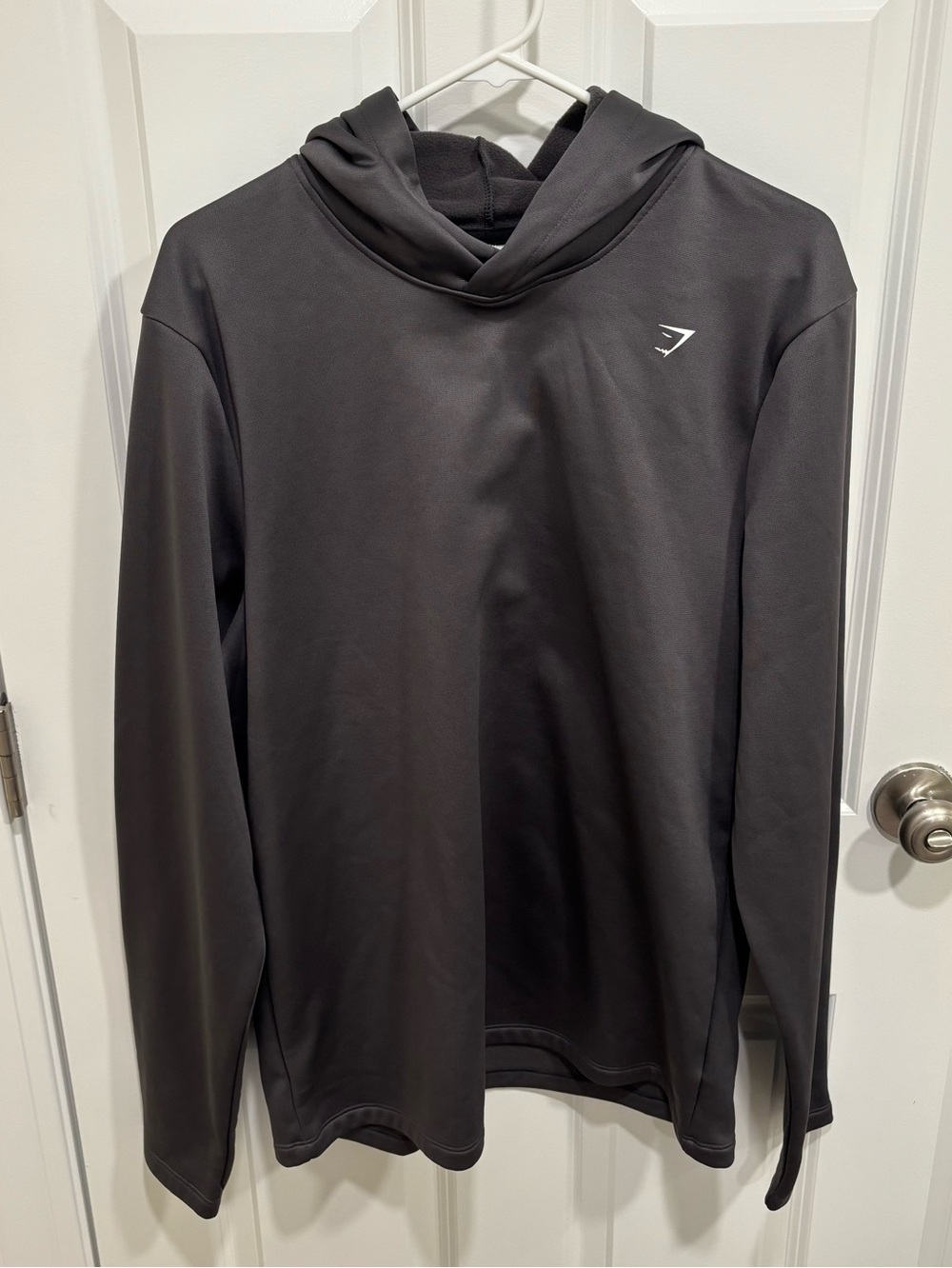 Gymshark Classic Logo Grey White Pullover Sweatshirt Hoodie Mens U.S. XL